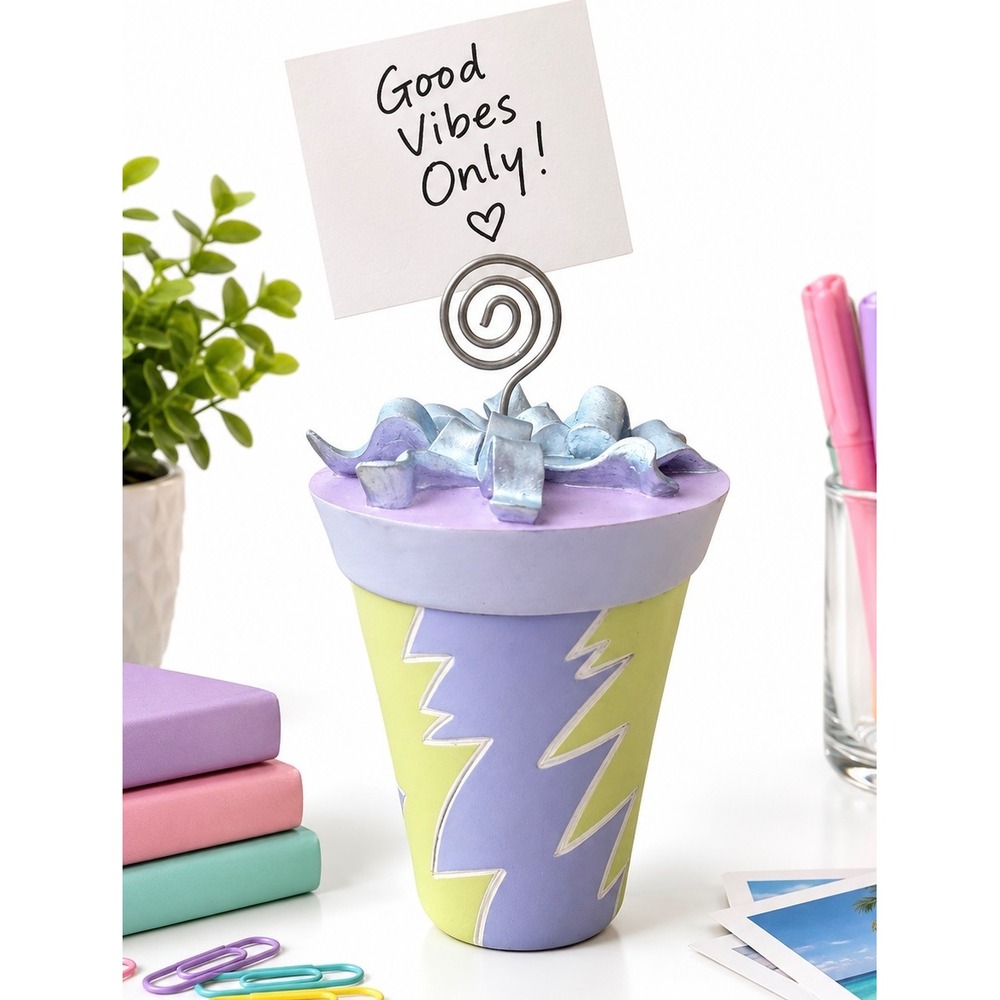 Gift Box Photo Holder Enesco Trinket Box 2007 Pastel Purple Green NEW